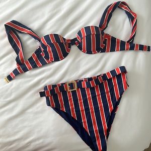 We Wore What striped bikini set